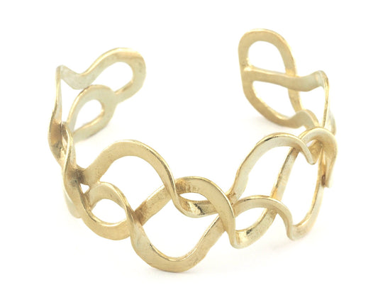 Swirl Cuff Adjustable Bracelet Raw Brass (55mm inner size ) OZ4030