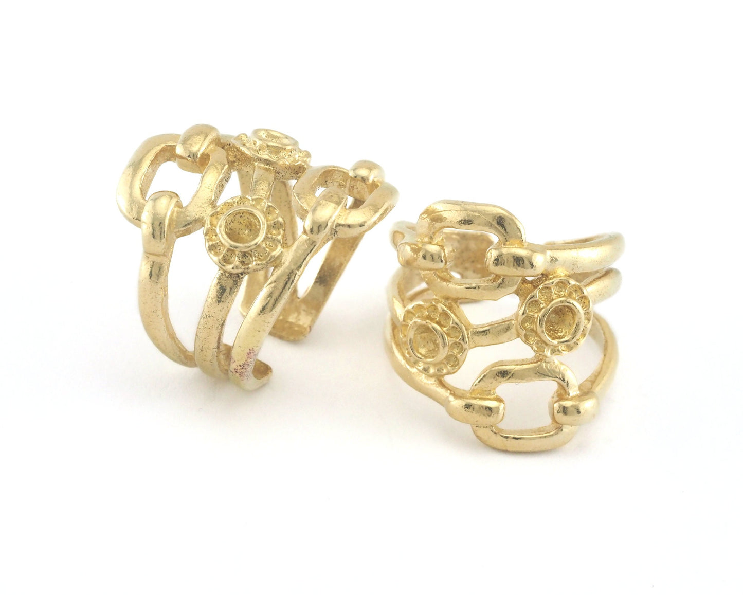 Ring Adjustable Ring Bezel - Raw brass (18mm 8US inner size - Adjustable ) OZ2822