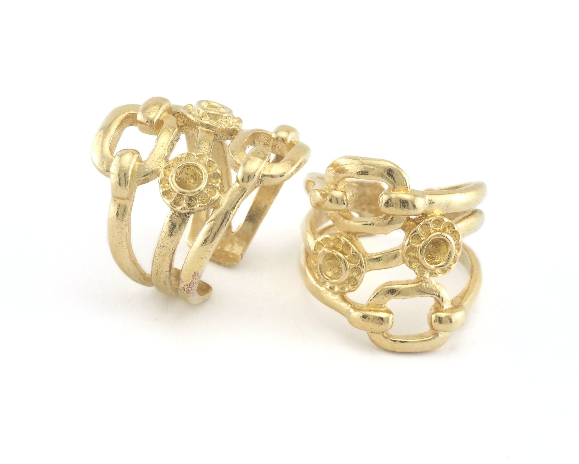 Ring Adjustable Ring Bezel - Raw brass (18mm 8US inner size - Adjustable ) OZ2822