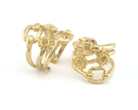 Ring Adjustable Ring Bezel - Raw brass (18mm 8US inner size - Adjustable ) OZ2822