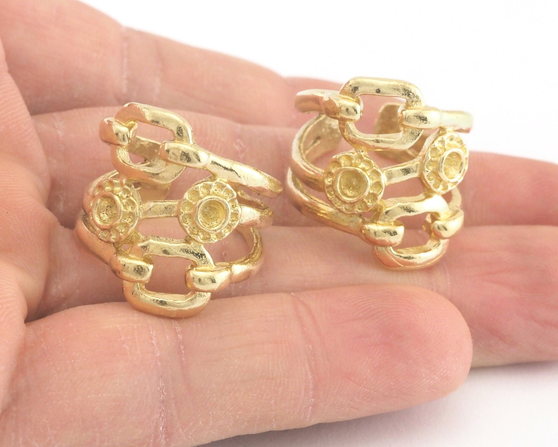Ring Adjustable Ring Bezel - Raw brass (18mm 8US inner size - Adjustable ) OZ2822
