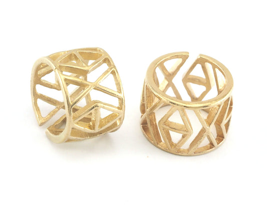 Band Ring rhombus X Figure Adjustable raw Brass 2915