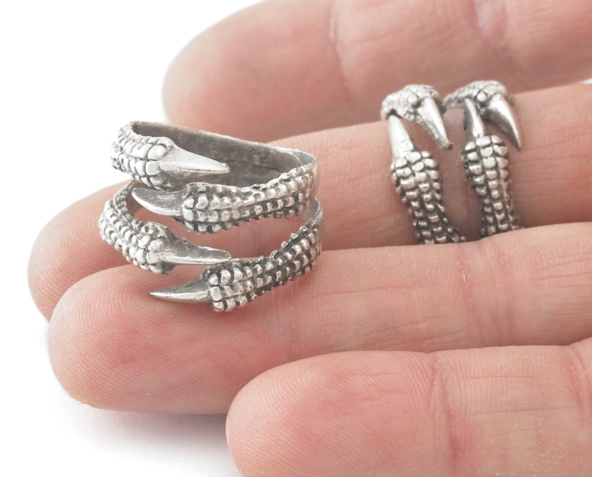 Claw Ring Adjustable Antique silver plated brass (21mm 11US inner size) 3912