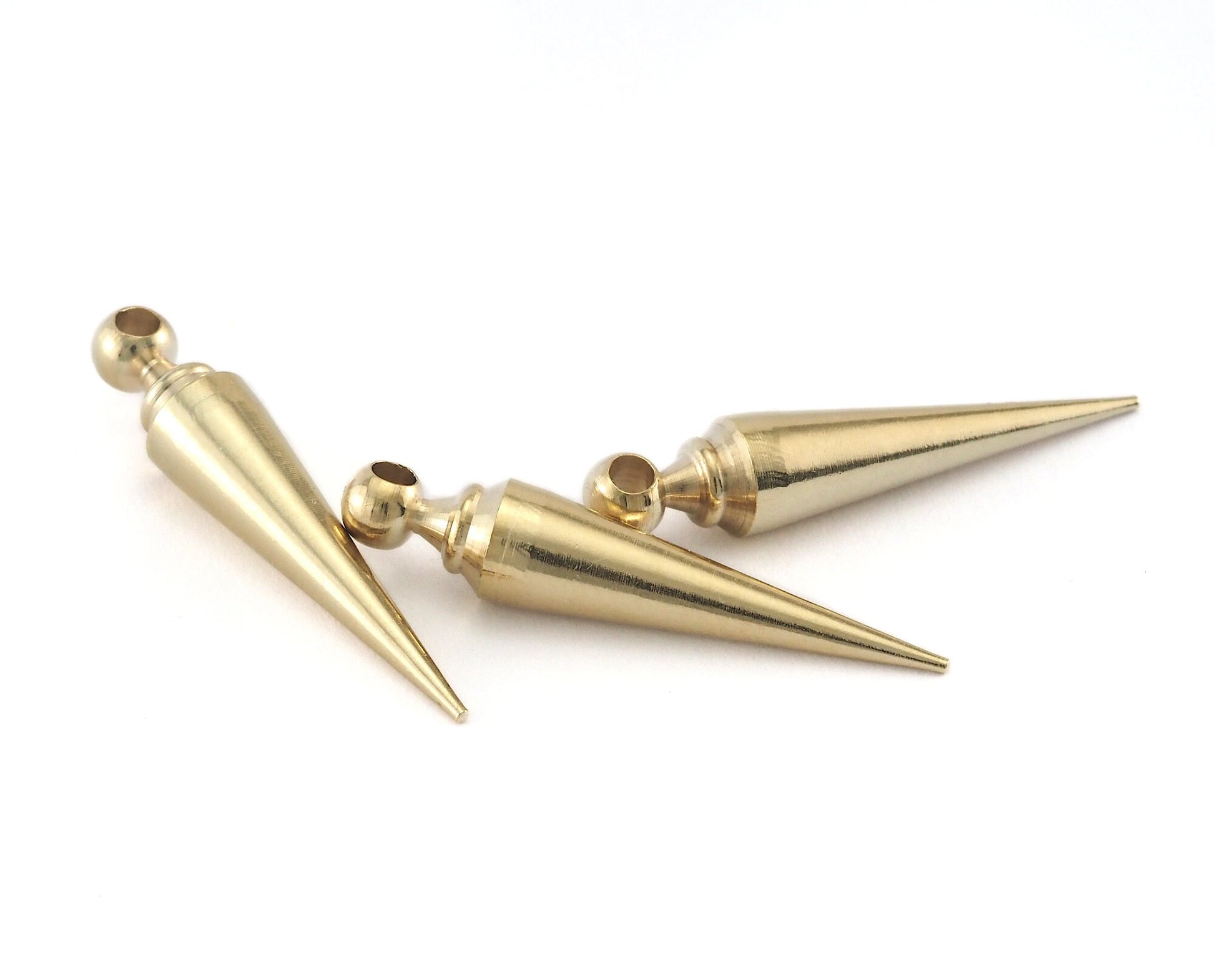 Pendulum Brass Spike Pendant 7x35mm finding spacer (2.5 mm 10 gauge hole ) 1422