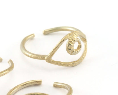Minimalist Eye Adjustable Ring Raw brass - Antique Silver - Shiny silver - Shiny Gold (15mm 4.5US inner size) 4094
