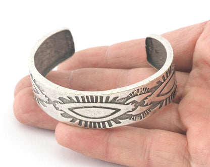 Eye Cuff Bracelet Symbol Adjustable Antique silver plated brass (55mm inner size ) OZ4029