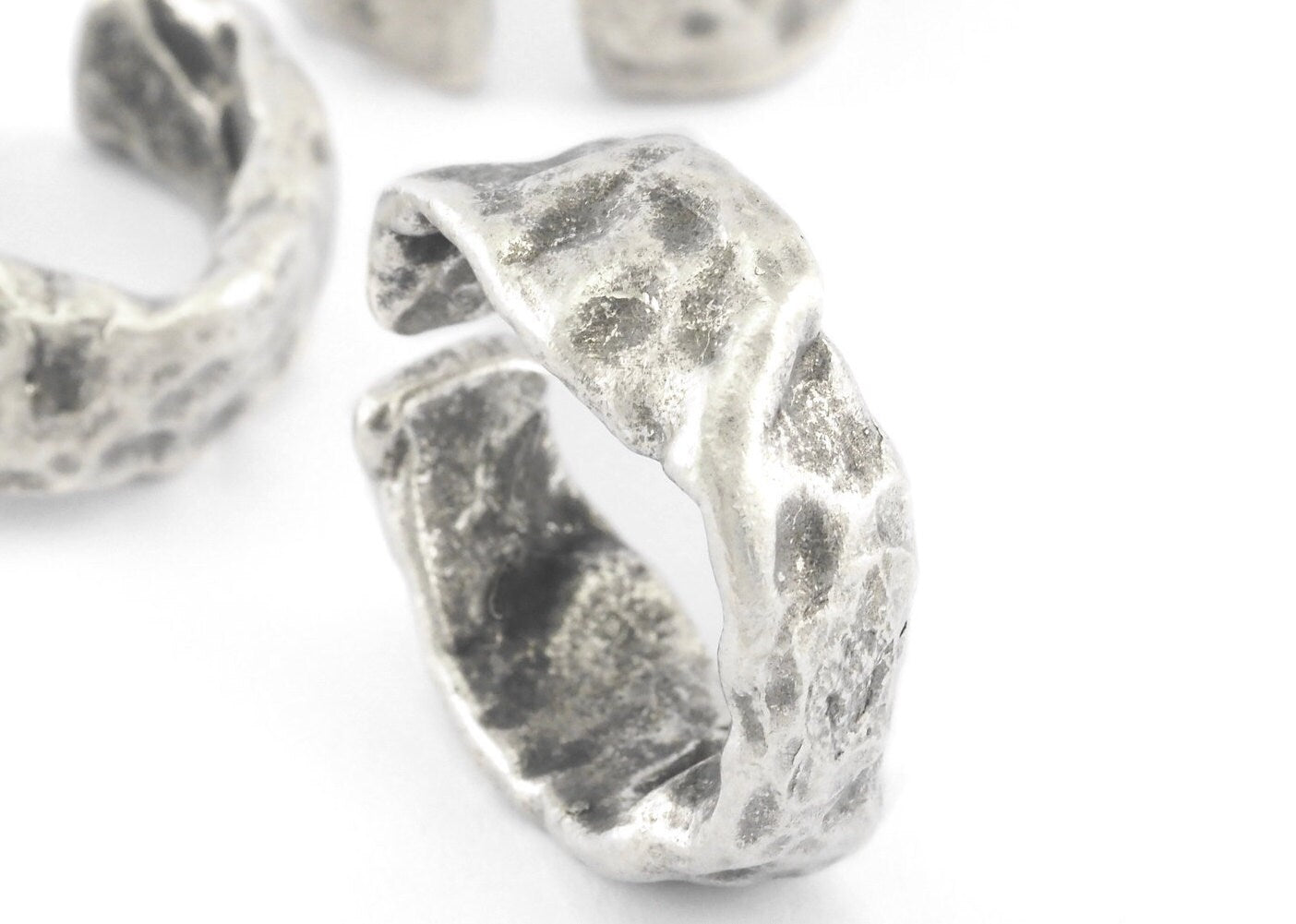 Organic Shape Ring Adjustable Antique silver plated brass (18mm 8US inner size) OZ4040