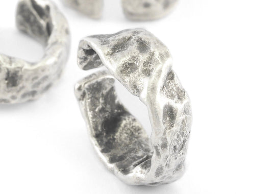 Organic Shape Ring Adjustable Antique silver plated brass (18mm 8US inner size) OZ4040