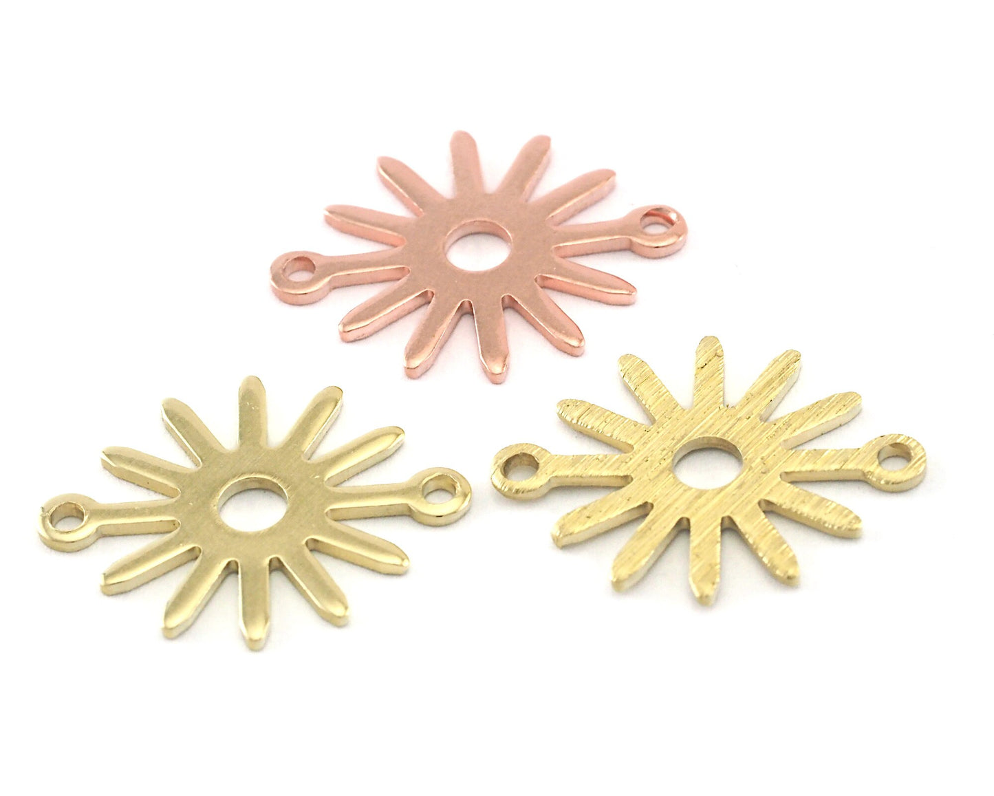 Sun Charms 15x17mm 2 hole Raw Copper - Brass - Brushed Brass findings R260-70