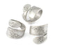 Spoon Wrap Ring Adjustable Flower Patterned Antique Silver Plated Brass (17.5mm 7US inner size) 4061