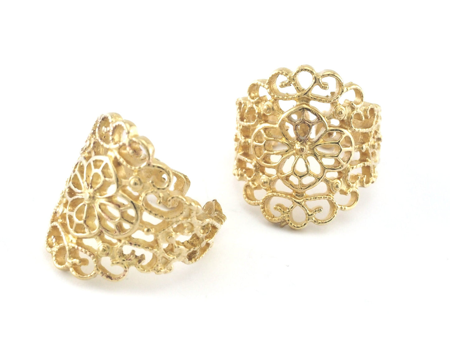 Adjustable Ring Filigree Raw Rrass (20mm 10US inner size) OZ3062