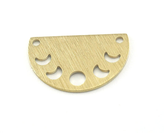 Semi Circle Half Moon (states of the moon holes ) Brushed brass 22x14mm (0.8mm thickness) 2 hole connector charms findings blank OZ4110-130