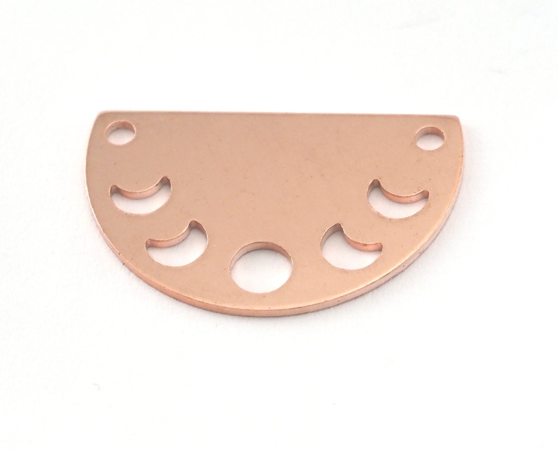 Semi Circle Half Moon (states of the moon holes ) Raw copper 22x14mm (0.8mm thickness) 2 hole connector charms findings blank OZ4110-130