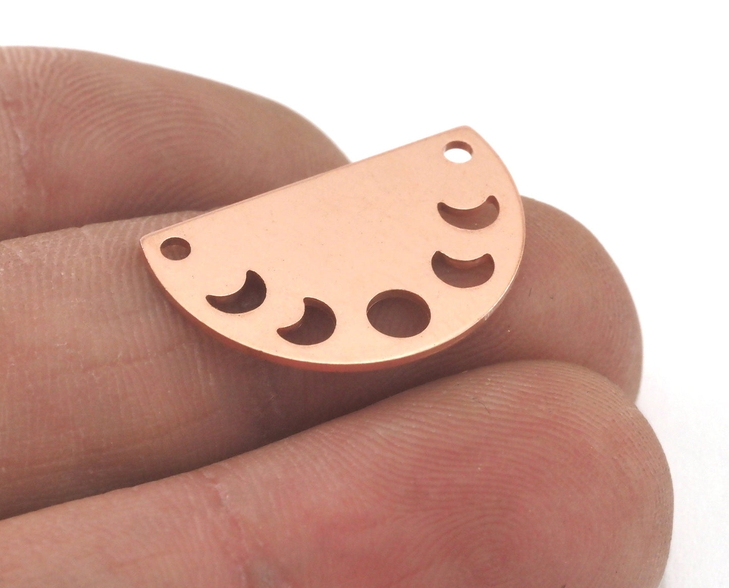 Semi Circle Half Moon (states of the moon holes ) Raw copper 22x14mm (0.8mm thickness) 2 hole connector charms findings blank OZ4110-130