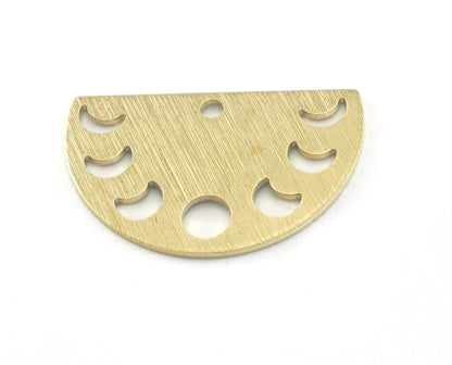 Semi Circle Half Moon (states of the moon holes ) Brushed brass 22x14mm (0.8mm thickness) 1 hole charms findings blank OZ4111-130