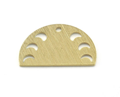 Semi Circle Half Moon (states of the moon holes ) Brushed brass 22x14mm (0.8mm thickness) 1 hole charms findings blank OZ4113-130