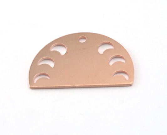 Semi Circle Half Moon (states of the moon holes ) Raw copper 22x14mm (0.8mm thickness) 1 hole charms findings blank OZ4113-130