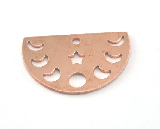 Semi Circle Half Moon Star (states of the moon holes ) Raw copper 22x14mm (0.8mm thickness) 1 hole charms findings blank OZ4114-130