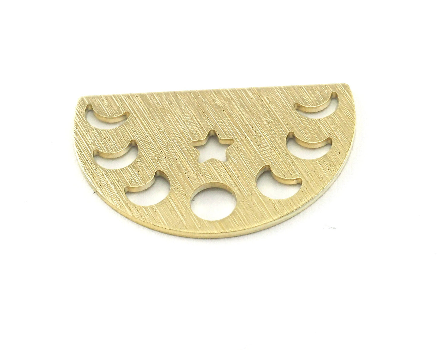 Semi Circle Half Moon Star (states of the moon holes ) Brushed brass 22x14mm (0.8mm thickness) No hole charms findings blank OZ4115-130