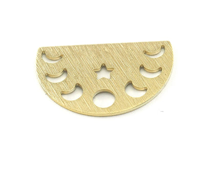 Semi Circle Half Moon Star (states of the moon holes ) Brushed brass 22x14mm (0.8mm thickness) No hole charms findings blank OZ4115-130