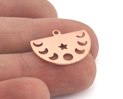 Semi Circle Half Moon Star (states of the moon holes ) Raw copper 22x16mm (0.8mm thickness) 1 loop charms findings blank OZ4117-130