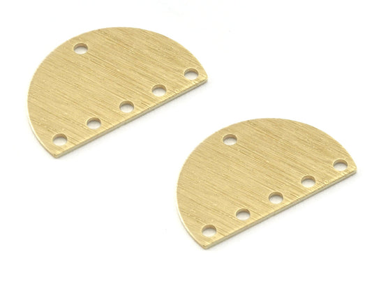 Semi Circle Half Moon brushed brass 22x14mm (0.8mm thickness) 6 holes charms findings blank OZ3859-165