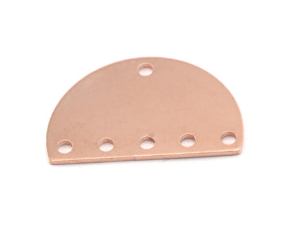 Semi Circle Half Moon Raw Copper 22x14mm (0.8mm thickness) 6 holes charms findings blank OZ3859-165