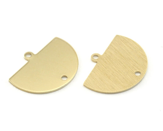 Semi Circle Half Moon raw brass or brushed 22x16mm (0.8mm thickness) 1 loop 1 hole connector charms findings blank OZ4118-130