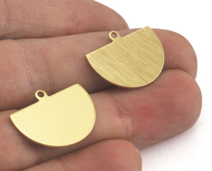 Semi Circle Half Moon raw brass or brushed 22x16mm (0.8mm thickness) 1 loop tag charms findings blank OZ4119-130