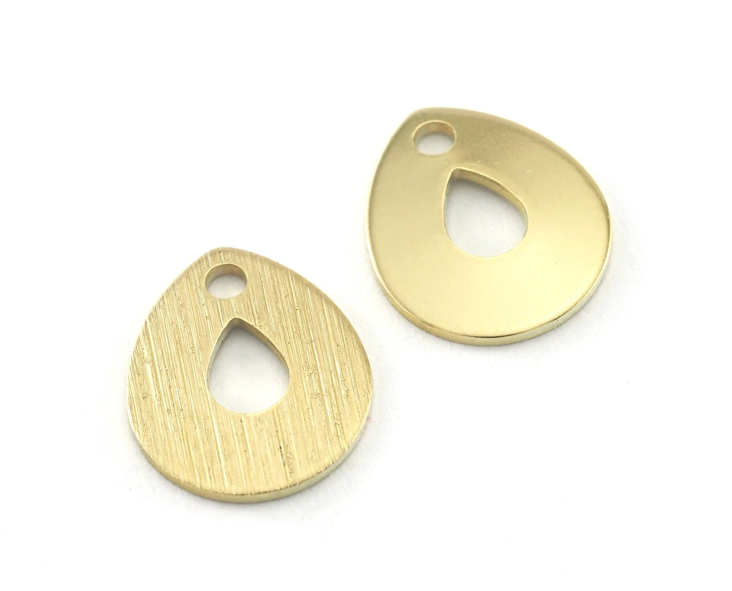 Drop charms 1 hole raw brass or brushed 12x10mm findings OZ4124-50