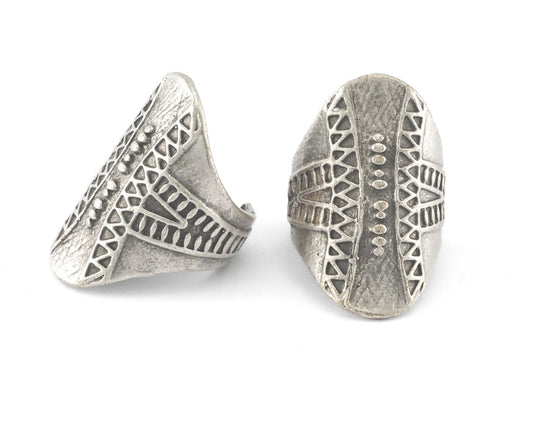 Rustic Ring Textured Adjustable Ring Antique Silver Plated Brass (21mm 11US inner size) 4060 ring33