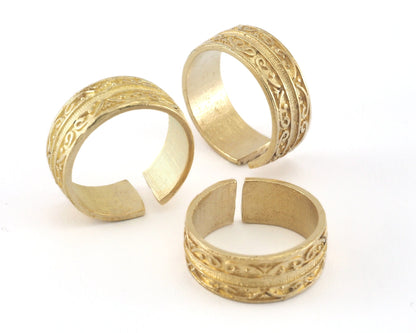 Band Ring Textured Adjustable Raw Brass (20-21.5mm 10-12US inner size) OZ4042