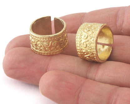 Minimalist Band Ring Textured Adjustable Raw Brass (15.5mm 4US inner size) 4096