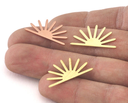 Sun Charms 25x13mm no hole Raw Copper Brass Brushed findings R263-72