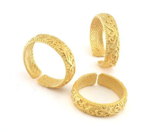 Minimalist Band Ring Textured Adjustable Matte Gold plated Brass (16-18mm 5.5-8US inner size) OZ3956