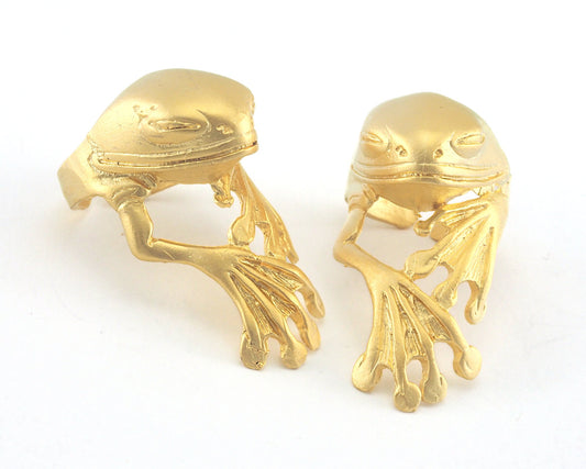 Frog Ring Adjustable Matte Gold plated Brass (17.5mm 7US inner size) OZ2893