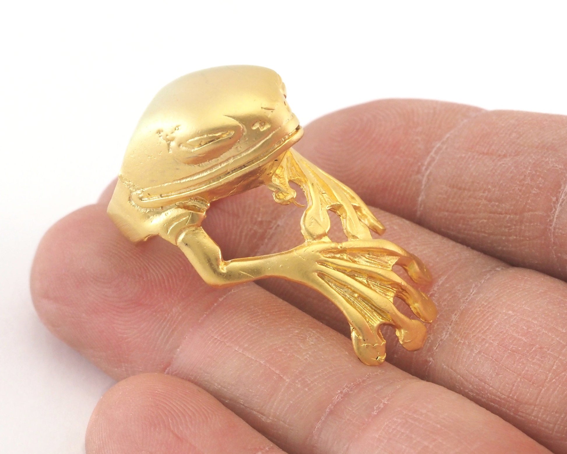 Frog Ring Adjustable Matte Gold plated Brass (17.5mm 7US inner size) OZ2893