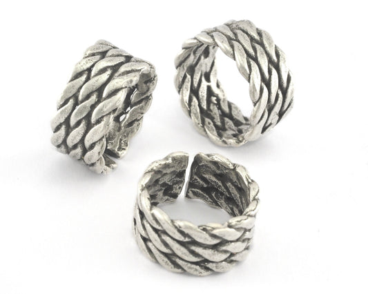 Ring Swirl Ring Adjustable - Antique Silver plated Brass (17-19.5mm 6.5-9.5US inner size) OZ3952
