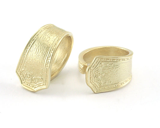 Spoon Ring Flower Patterned Adjustable Raw Brass (18mm 8US inner size) 4051