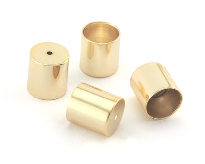 End Caps Cord tip ends, Gold Plated Brass 11x10mm 9mm inner 1,5mm 15 gauge hole ribbon 4021 Enc9