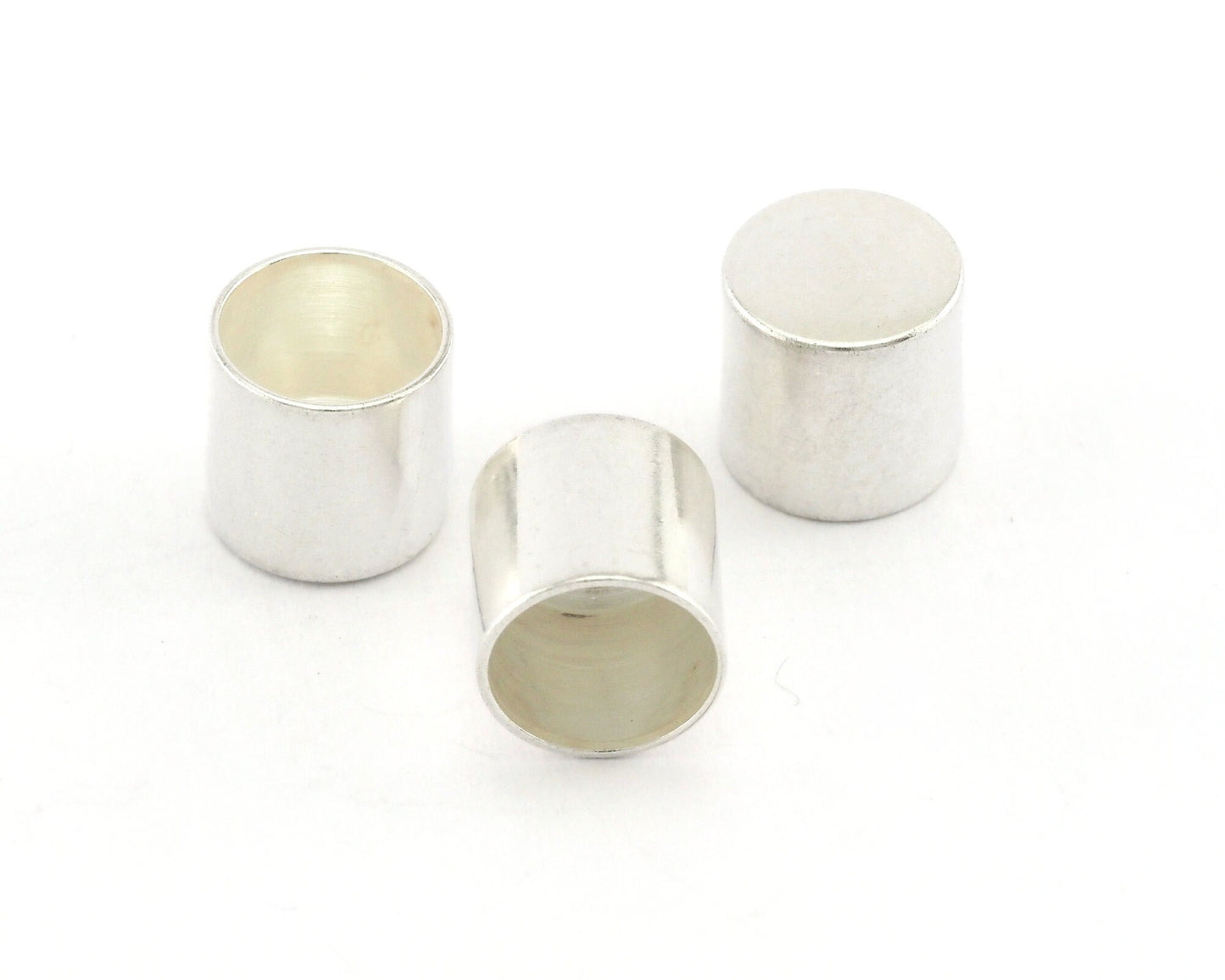 Cord tip ends Silver Plated Brass 9x9mm 8mm inner ribbon end, ends cap, Enc8 OZ2515