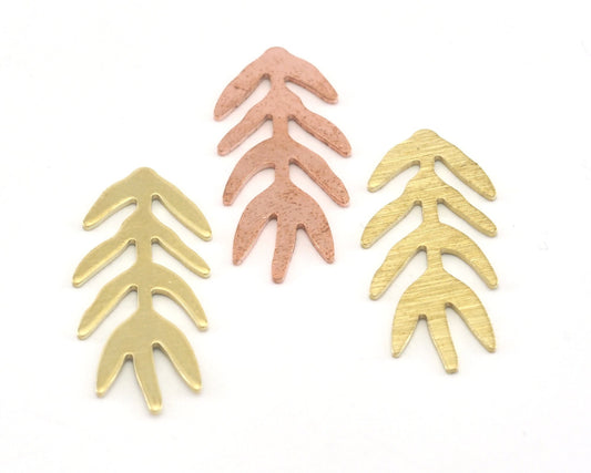 Leaf no hole Tag Raw Brass - Brushed Brass - Copper 30mm 0.8 mm Findings 4070-150