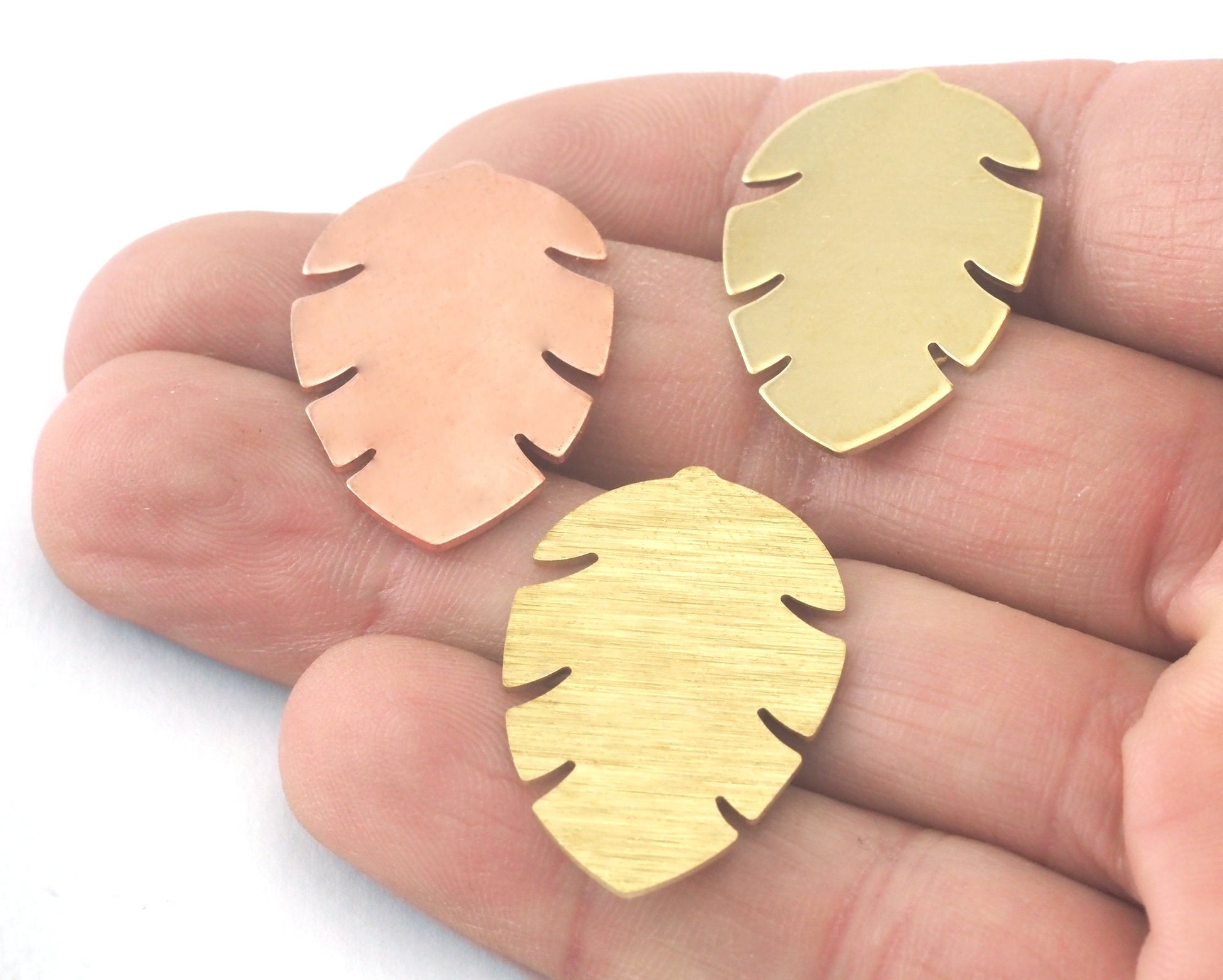 Leaf No hole Tag Raw Brass - Brushed Brass - Copper 30mm 0.8 mm Findings R290