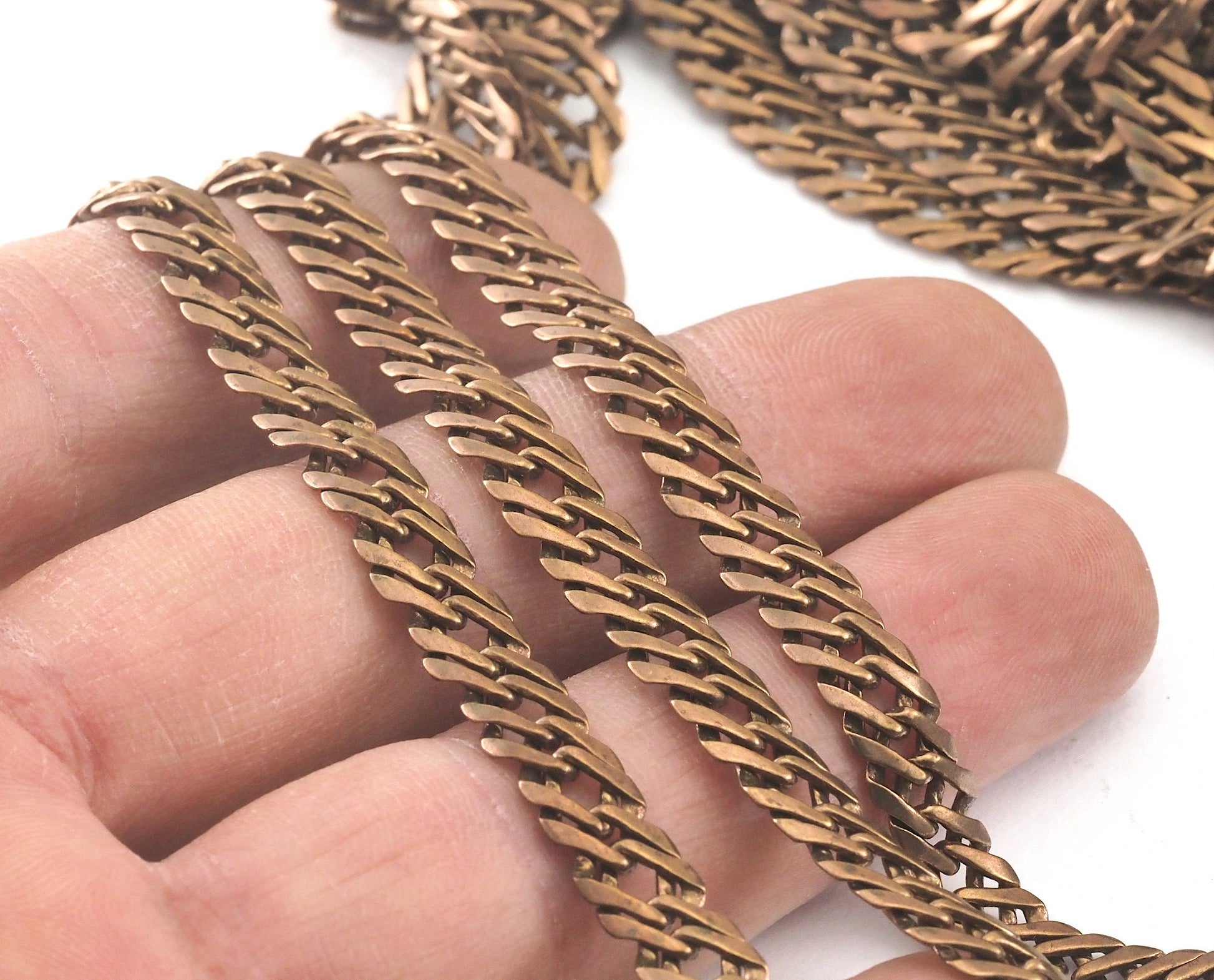 Curb soldered jewelry chain Raw Brass width: 6.8mm Z172