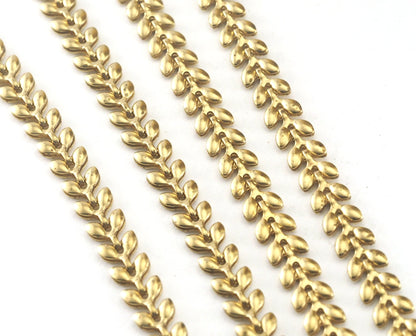 Leaf branch jewelry chain Raw Brass width: 5.3mm Z173