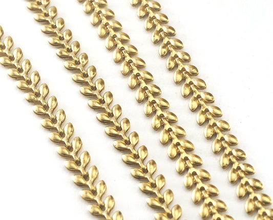 Leaf branch jewelry chain Raw Brass width: 5.3mm Z173
