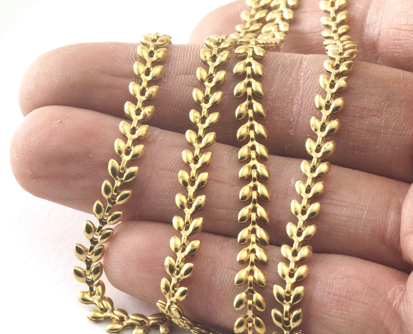 Leaf branch jewelry chain Raw Brass width: 5.3mm Z173