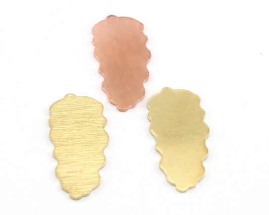 Leaf Pendant Charms no hole Tag Raw Brass - Brushed Brass - Copper 30mm 0.8 mm Findings R303