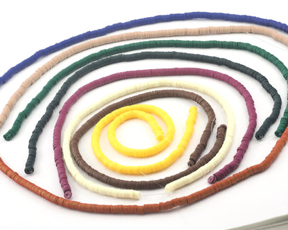Flat Heishi Clay Beads 1 Strand (300 Beads Aprx.) Colored Polymer Clay Vinyl African Beads 6mm 2604