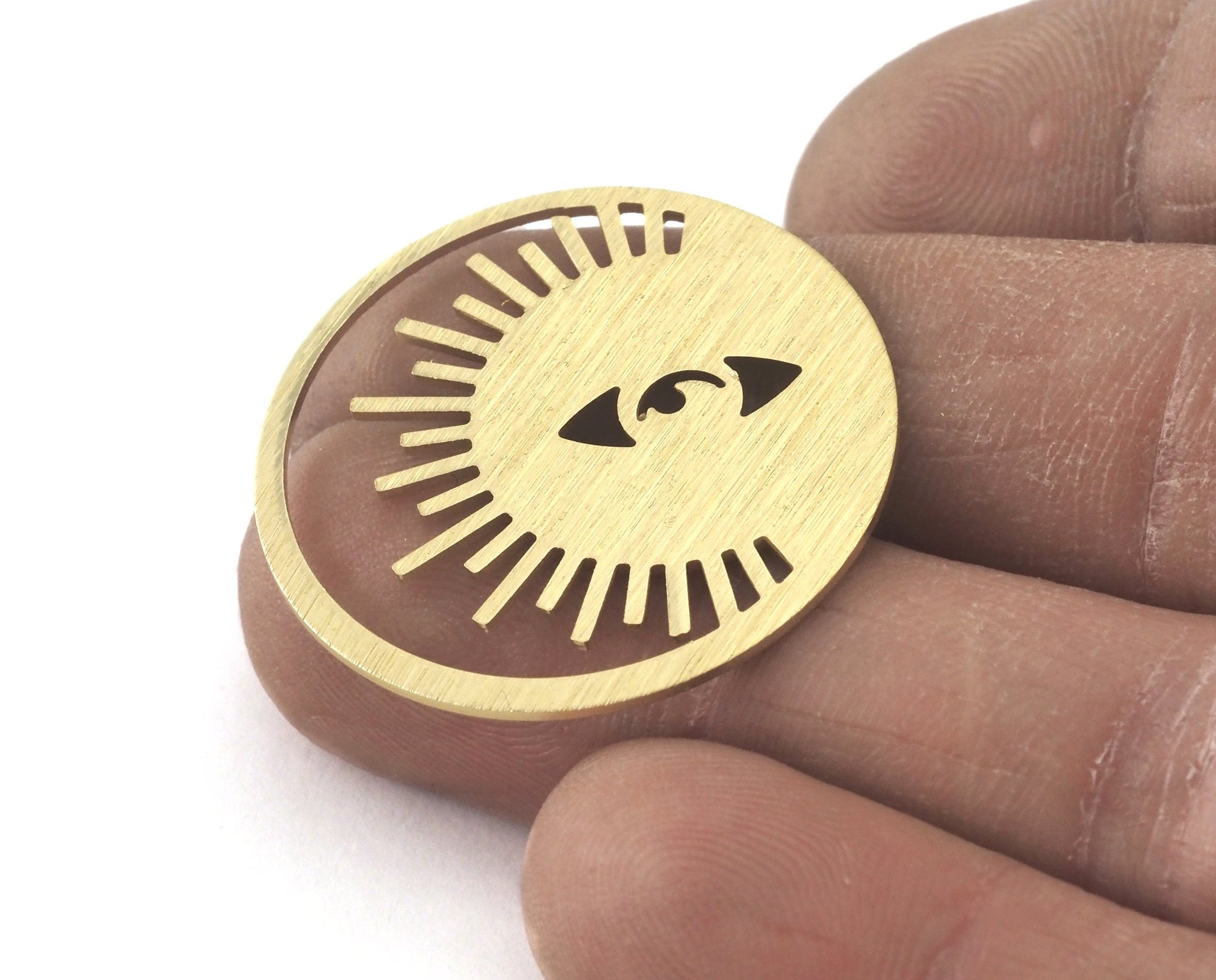 Round Star Crescent Sun Charms Pendant Tag Brushed Brass 30mm 0.8 mm Findings 4157